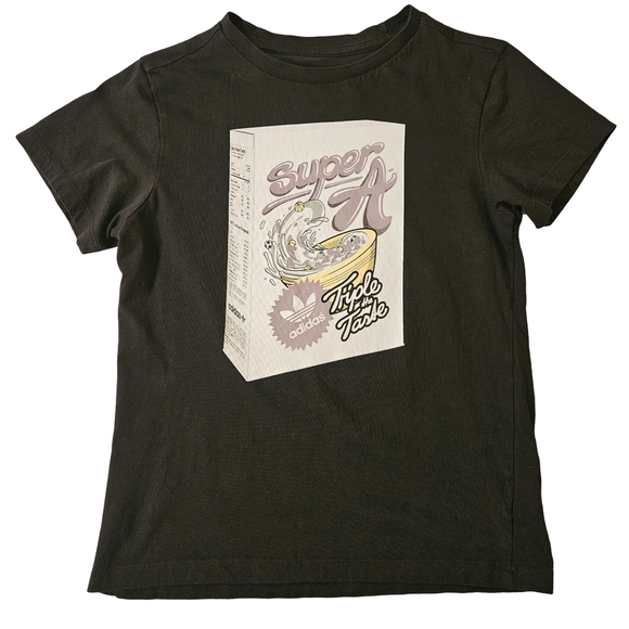 Adidas Originals Boys Logo-Detailed Cereal-Box Graphics TShirt, Black, Medium - Picture 1 of 6